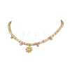 Brass Pave Clear Cubic Zirconia Sun Pendant Glass Beades Necklaces NJEW-JN06538-2
