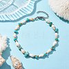 Synthetic Turquoise Chips & Natural Trumpet Shell Beaded Anklets AJEW-AN00585-2