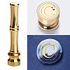 Golden Tone Brass Wax Seal Stamp Head with Bamboo Stick Shaped Handle STAM-K001-05G-C-1