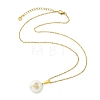 Natural Keshi Pearl Coin with Heart Pendant 304 Stainless Steel Cable Chain Necklaces for Women NJEW-JN06117-2