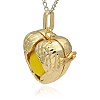 Golden Tone Brass Hollow Heart Cage Pendants KK-J241-08G-2