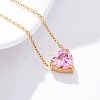 304 Stainless Steel Cubic Zirconia Heart Pendant Necklaces NJEW-Z057-04B-G-1