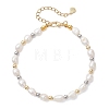 Natural Cultured Freshwater Pearl & Brass Beaded Bracelets for Women BJEW-JB12894-2
