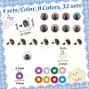 HOBBIESAY 32 Sets 8 Colors Glitter Plastic Craft Doll Eyes KY-HY0001-13A-2