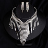 Alloy Crystal Rhinestone Chain Necklaces & Stud Dangle Earrings Sets FS-WG4CE3B-08-1