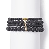4Pcs 4 Style Column & Round & Flat Round Alloy & Natural Lava Rock & Synthetic Hematite Beaded Stretch Bracelets Set for Women BJEW-JB09366-1