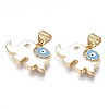 Brass Micro Pave Clear Cubic Zirconia Pendants ZIRC-N039-207E-1