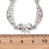 Brass Pave Clear Cubic Zirconia Bowknot and Hollow Moon Link Chain Necklaces NJEW-D348-02P-5