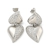 Heart Brass Pave Clear Cubic Zirconia Stud Earrings EJEW-M258-81P-1