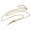 201 Stainless Steel Pave Colorful Cubic Zirconia Fish Bone Pendant Necklaces for Women NJEW-C111-02B-G-3