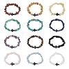 12Pcs Natural & Synthetic Gemstone Chips Stretch Bracelets For Women Men BJEW-JB11341-4