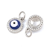 Brass Micro Pave Clear Cubic Zirconia Charms CU-CBA9AB3-13P-2