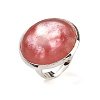 Cherry Quartz Glass Round Adjustable Rings RJEW-K371-09S-23-2