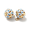 Round with Evil Eye Brass Enamel Pendants KK-G419-15G-05-3
