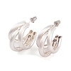 C-Shaped Brass Multi-Strand Half Hoop Stud Earrings for Women EJEW-G391-05S-2