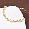 Brass Micro Pave Clear Cubic Zirconia Link Chain Bracelets for Women BJEW-K274-13G-2