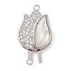 Brass Micro Pave Clear Cubic Zirconia Shell Box Clasps KK-S388-26P-1