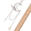 Natural Rose Quartz Chips & Brass Moon & 304 Stainless Steel Butterfly Suncatcher HJEW-TA00449-03-4