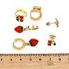 3 Pairs 304 Stainless Steel Enamel Hoop & Stud Earring Sets EJEW-Z166-01G-02-3