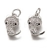 Brass Micro Pave Clear Cubic Zirconia Charms ZIRC-C020-47P-1