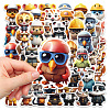 50Pcs Career Theme PVC Waterproof Animals Stickers Set PW-WG41415-01-3