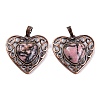 Natural Rhodonite Peach Love Heart Pendants G-G158-01-14-1