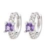 Brass Micro Pave Cubic Zirconia Hoop Earrings KK-Z166-12P-01-4