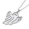 Non-Tarnish 201 Stainless Steel Hollow Ghost Pendant Necklace with Cable Chains NJEW-Q317-08P-2