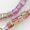 Electroplate Glass Beads Strands EGLA-R030-8x8mm-15-1