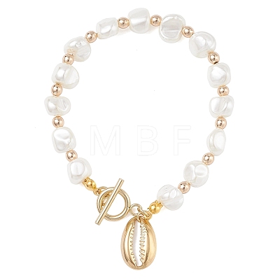 Electroplate Shell Pearl & Non-magnetic Synthetic Hematite Beaded Bracelets for Women BJEW-JB12891-1
