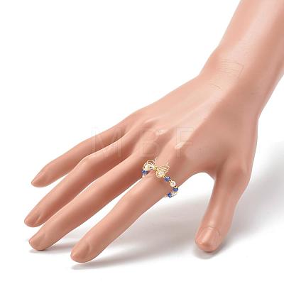 Imitate Austrian Crystal Bicone Glass Beaded Finger Rings X1-RJEW-TA00003-04-1