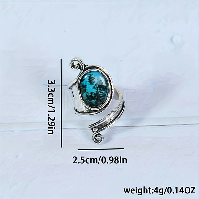 Oval Bohemian Synthetic Turquoise Finger Rings FS-WGBF170-01-1