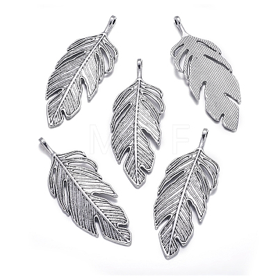 Tibetan Style Alloy Leaf Big Pendants X-PALLOY-A15448-AS-1