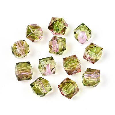 Two Tone Transparent Spray Painted Acrylic Beads ACRP-T005-26J-1