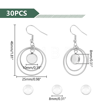 DIY Blank Dome Dangle 304 Stainless Steel Dangle Earring Making Kits EJEW-AB00052-1