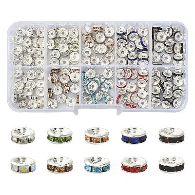 200Pcs 10 Colors Iron Flat Round Spacer Beads Sets RB-YW0001-07-1