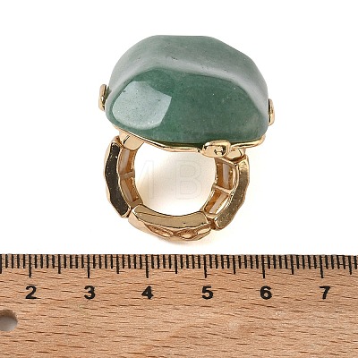 Natural Green Aventurine & Alloy Finger Rings for Women RJEW-G375-01G-02-1