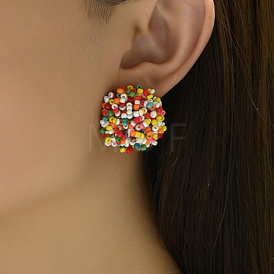 Plastic Bead Cluster Stud Earrings GI1626-1-1