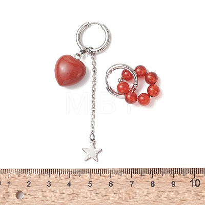 Valentine's Day Heart 304 Stainless Steel Hoop Earrings EJEW-TA00799-02-1