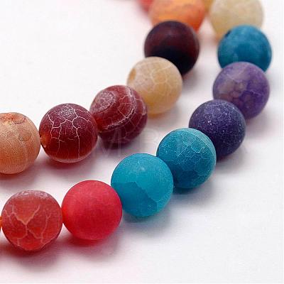 Frosted Natural Agate Beads Strands G-F367-8mm-08-1