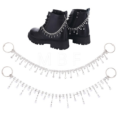 2Pcs Iron & Alloy Rhinestone Boot Strap Chains HJEW-PH02477-1