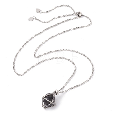 201 Crystal Stone Cage Pendant Necklaces NJEW-JN04765-01-1
