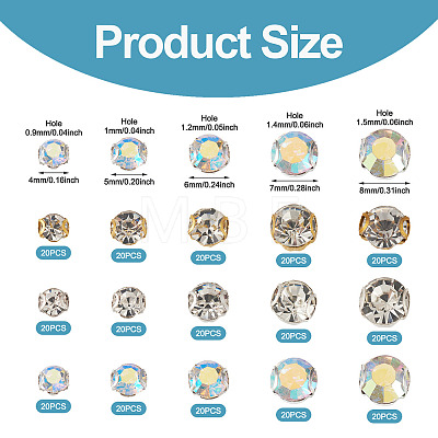 300Pcs 15 Styles Flat Round Sew on Rhinestone Montee Beads STAS-TA0006-18-1