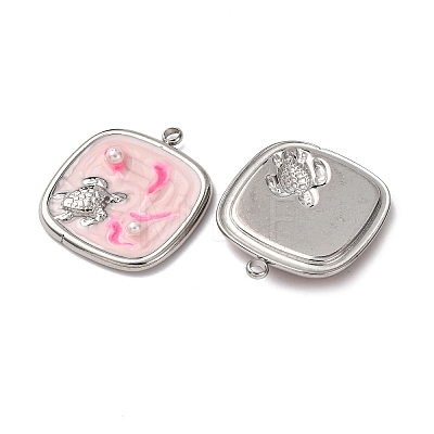 304 Stainless Steel Enamel Pendants STAS-P406-25C-P-1