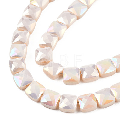 Electroplate Opaque Solid Color Glass Beads Strands EGLA-N002-42-02-1