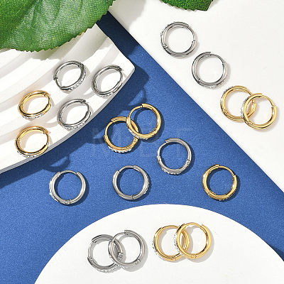 20Pcs 2 Colors 304 Stainless Steel Hoop Earrings EJEW-SC0001-84-1