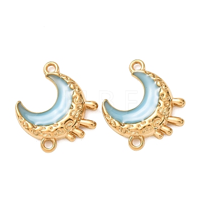 304 Stainless Steel Enamel Crescent Moon Links Connector Charms STAS-D263-14B-G-1