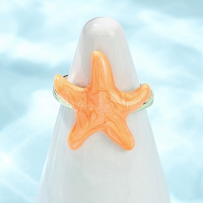 Brass Enamel Adjustable Cuff Rings for Women RJEW-G357-01L-1