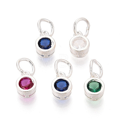 925 Sterling Silver Pave Cubic Zirconia Flat Round Charms STER-T009-18S-1