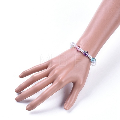 Transparent Acrylic Imitated Pearl  Stretch Kids Bracelets BJEW-JB04575-05-1